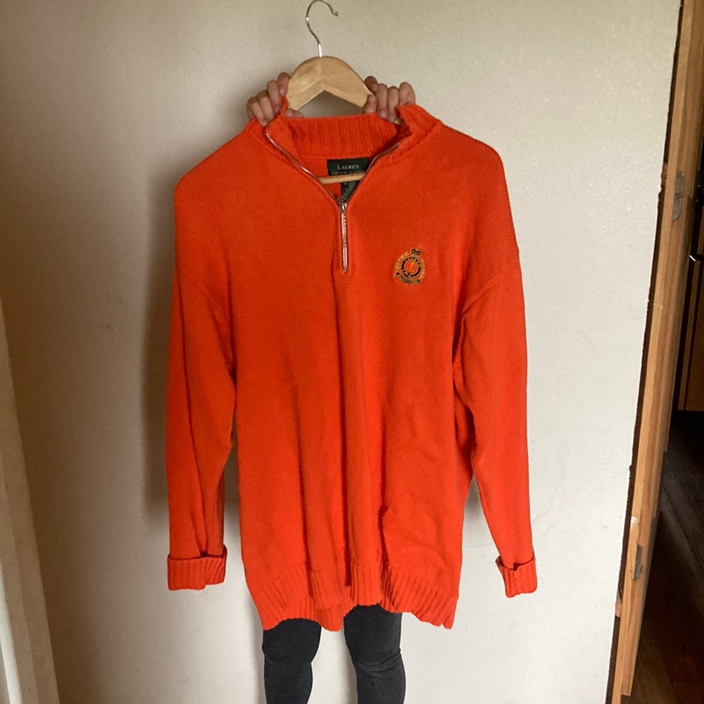 Ralph Lauren orange half zip pull over